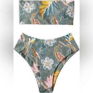 Bandeau Bikini Swimsuits Off Shoulder High Waist Bathing Suit High Cut